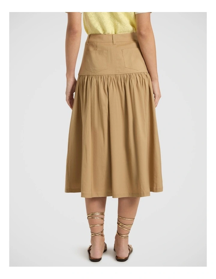 Ansel Linen Blend Midi Skirt in Tan image 5