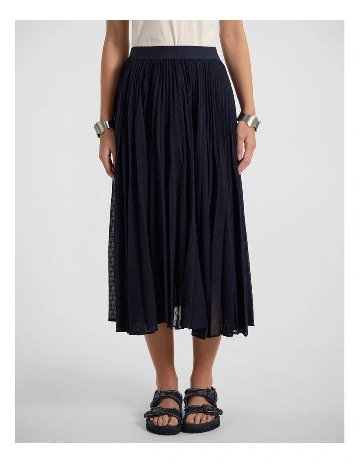 Rosalia Pleated Midi Skirt in Navy image 2