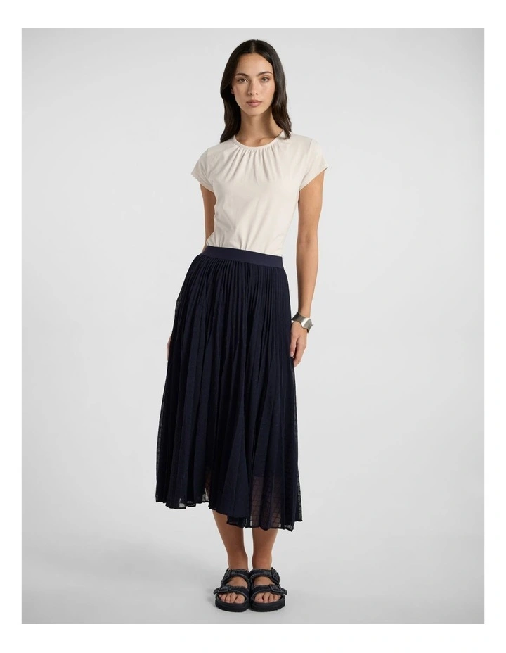 Rosalia Pleated Midi Skirt in Navy image 2