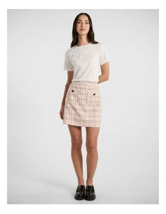 Final Bow Tweed Mini Skirt in Pink Multi