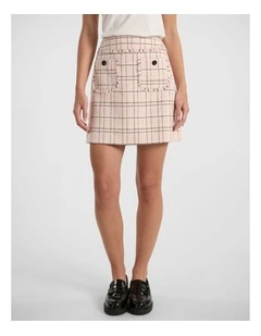 Final Bow Tweed Mini Skirt in Pink Multi