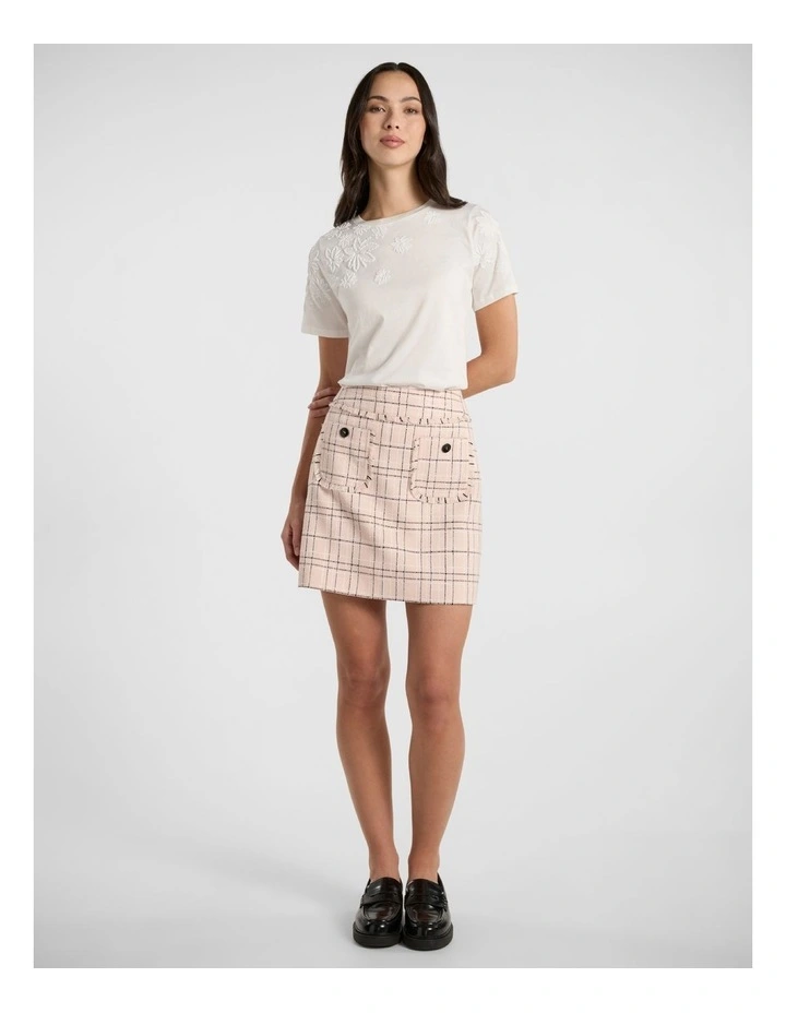 Final Bow Tweed Mini Skirt in Pink Multi image 2