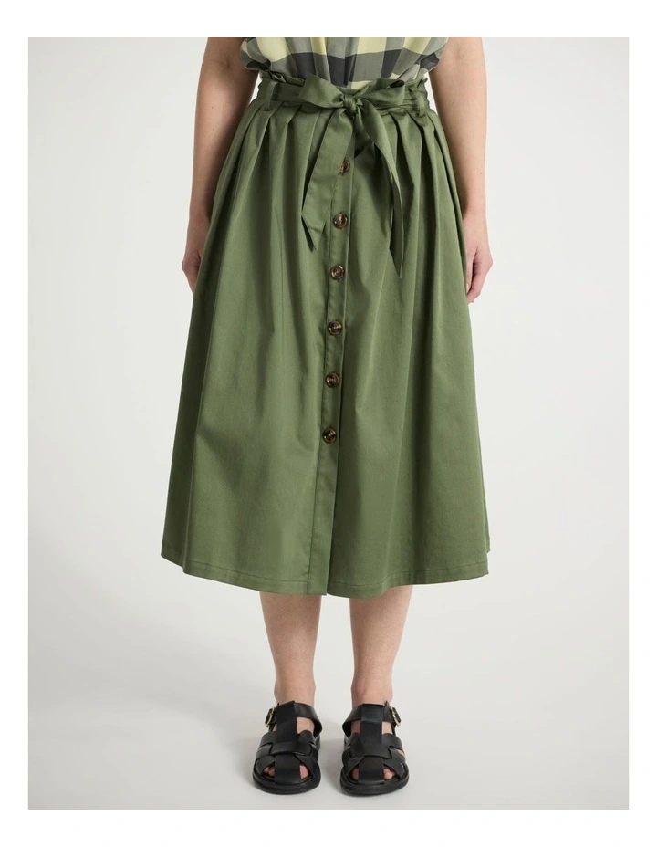 Kiss You Cotton Midi Skirt in Olive Green image 2