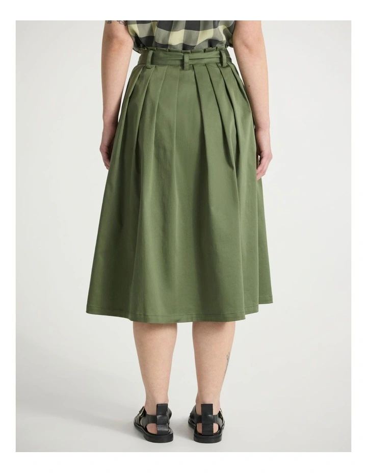 Kiss You Cotton Midi Skirt in Olive Green image 4