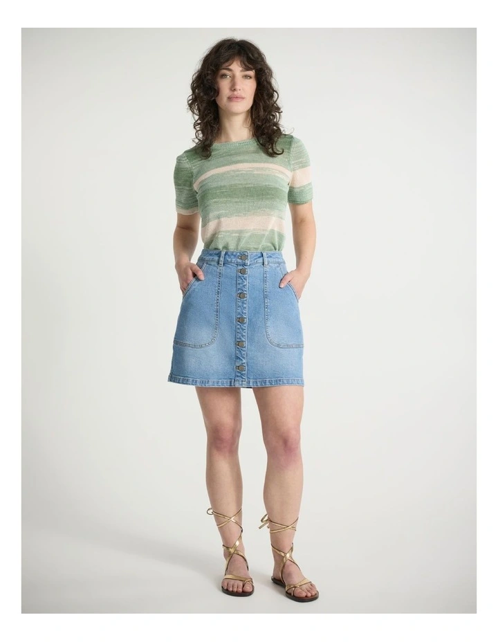 Niall Denim Mini Skirt in Burleigh Blue image 1