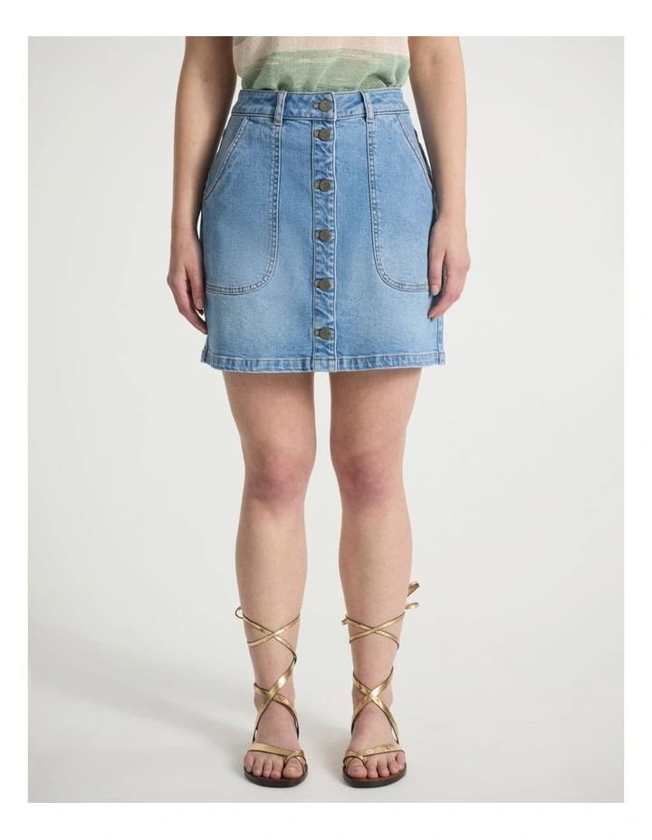 Niall Denim Mini Skirt in Burleigh Blue image 2