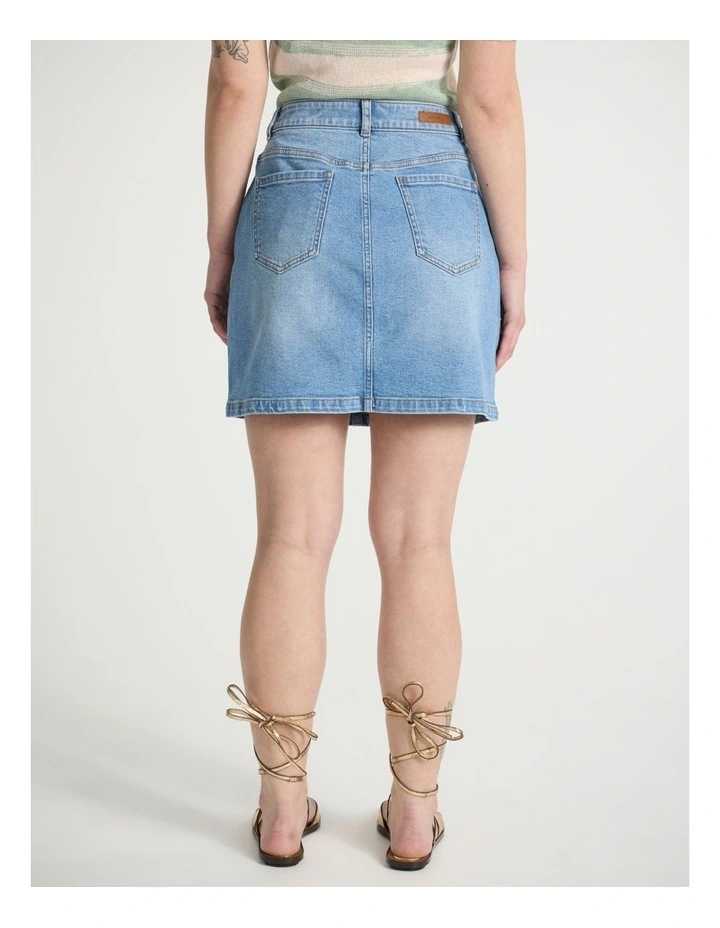 Niall Denim Mini Skirt in Burleigh Blue image 3