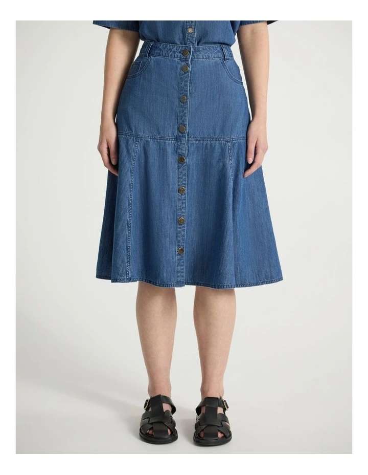 It's You Chambray Skirt in Mid Wash image 2
