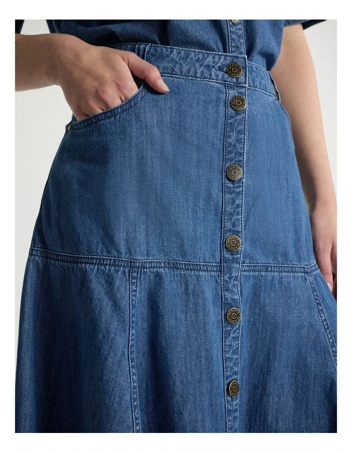It's You Chambray Skirt in Mid Wash image 4