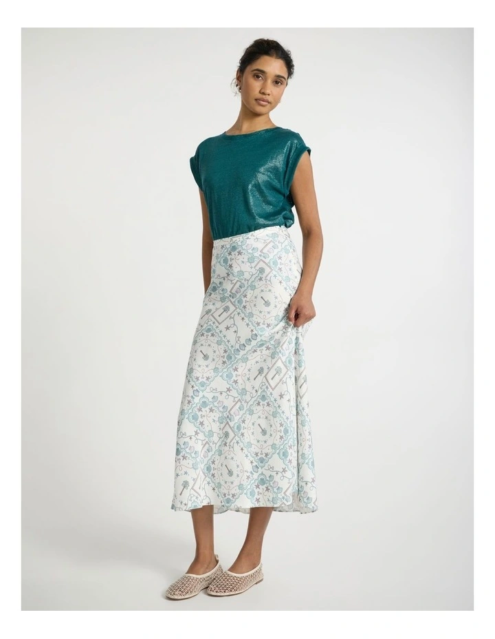 Sign Of The Tiles Skirt in Ivory Multi image 1