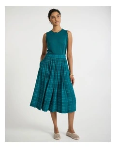 Ready To Run Midi Skirt in Peacock Green