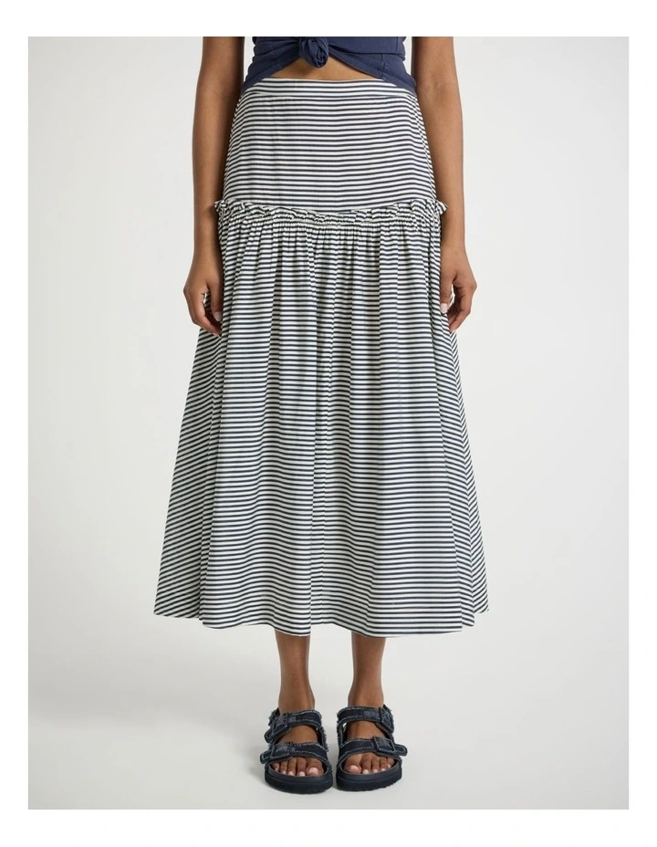 Hailee Stripe Midi Skirt in Navy Stripe image 2