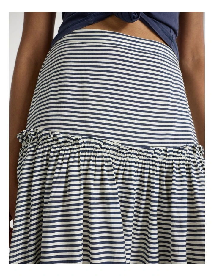 Hailee Stripe Midi Skirt in Navy Stripe image 4