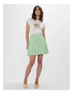 Jacqueline Mini Skirt in Green/White