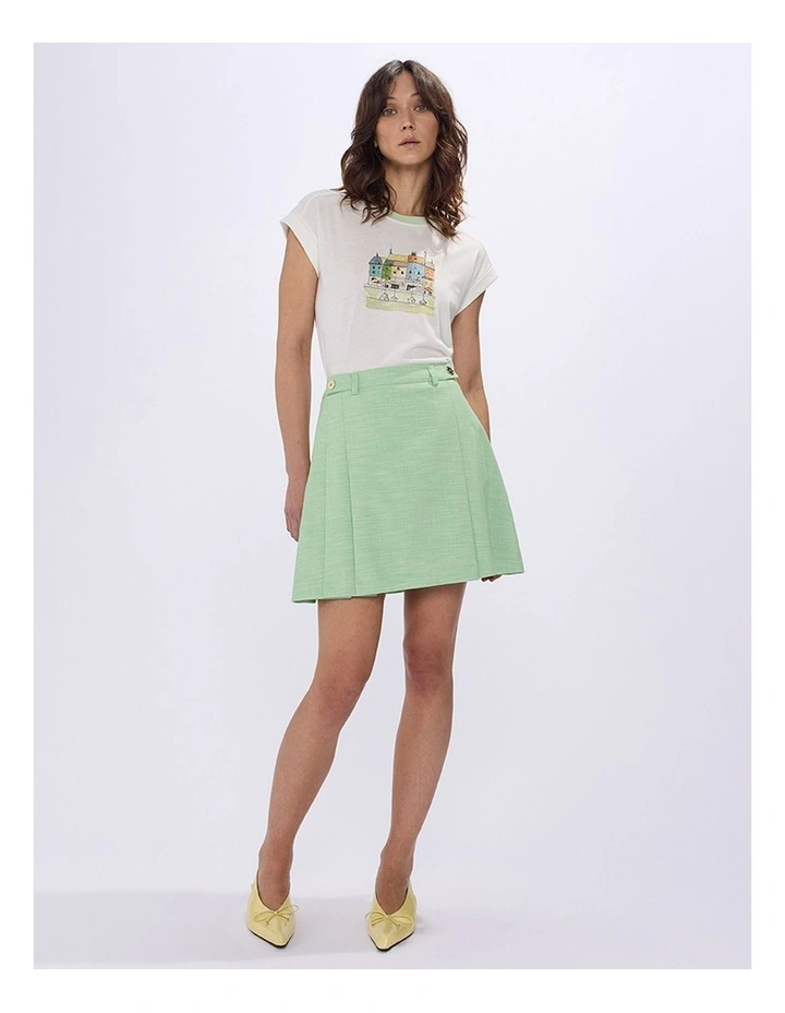 Jacqueline Mini Skirt in Green/White image 4