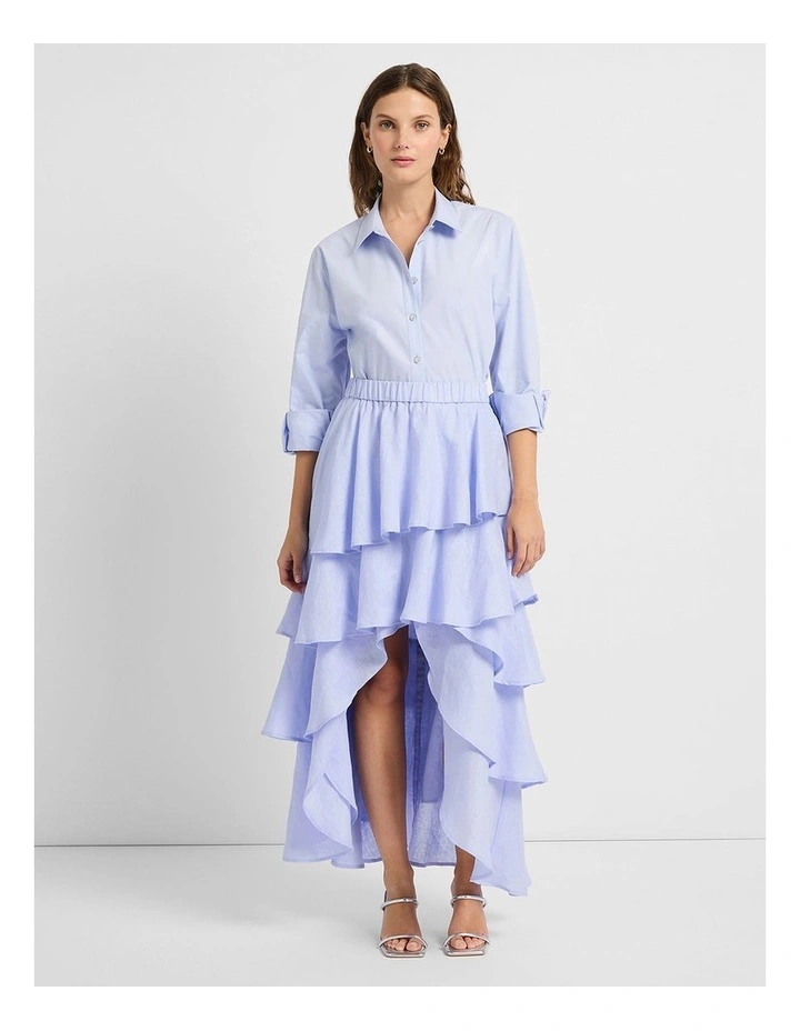 Winslet Tiered Linen Skirt in Periwinkle image 2