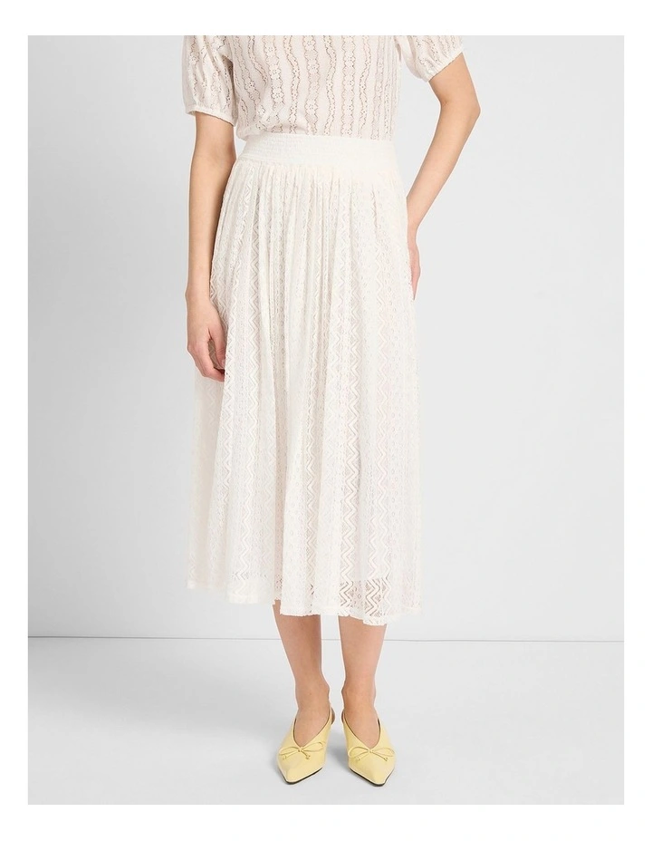 Lydia Lace Midi Skirt in Ivory image 1