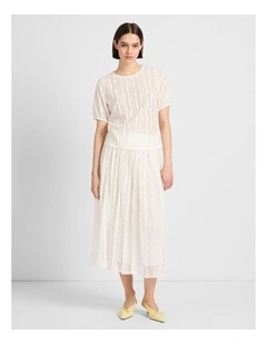 Lydia Lace Midi Skirt in Ivory