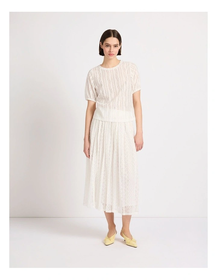 Lydia Lace Midi Skirt in Ivory image 1