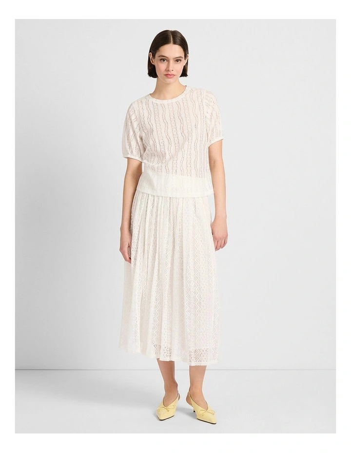 Lydia Lace Midi Skirt in Ivory image 2