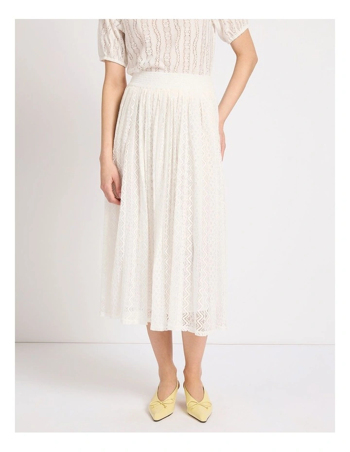 Lydia Lace Midi Skirt in Ivory image 2