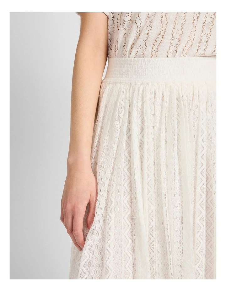 Lydia Lace Midi Skirt in Ivory image 4