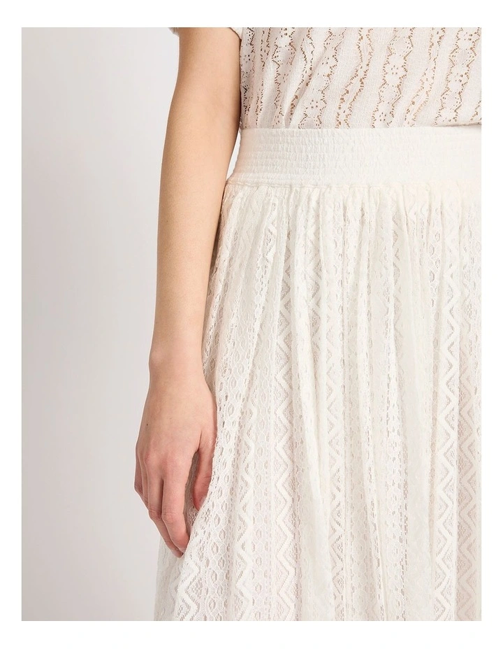 Lydia Lace Midi Skirt in Ivory image 4