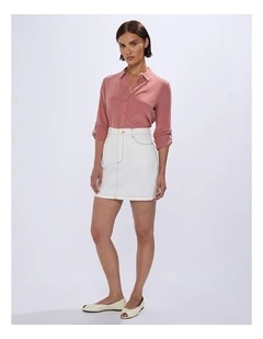 Momo Denim Mini Skirt in Ivory
