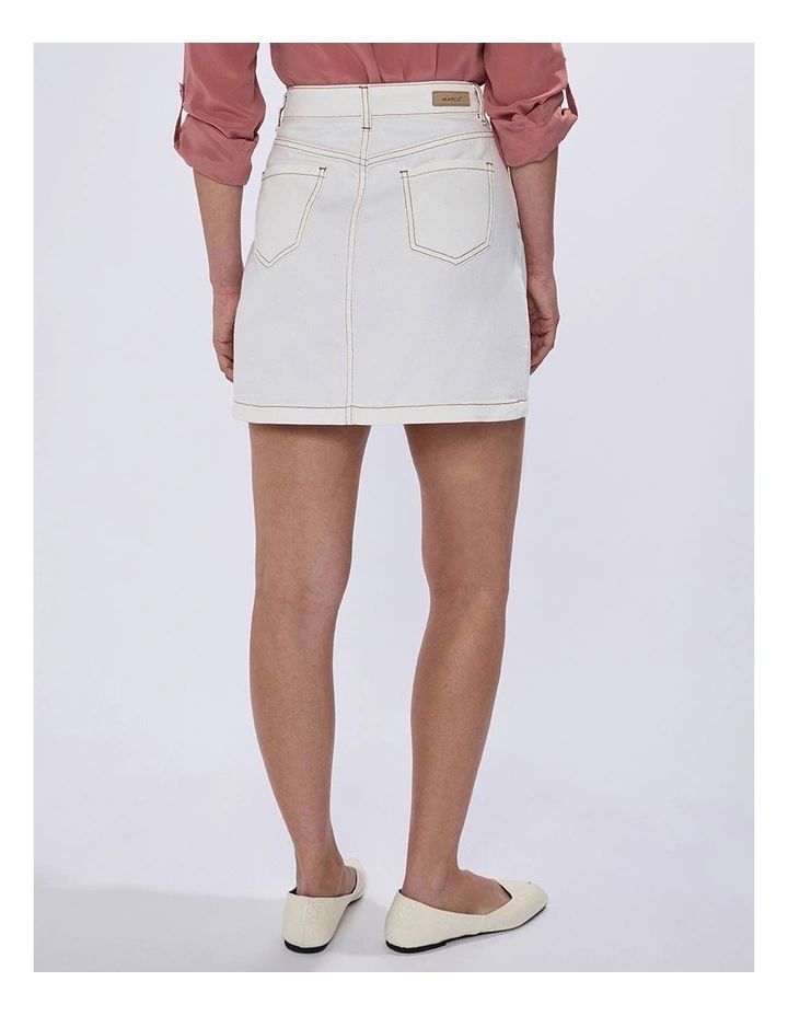 Momo Denim Mini Skirt in Ivory image 3