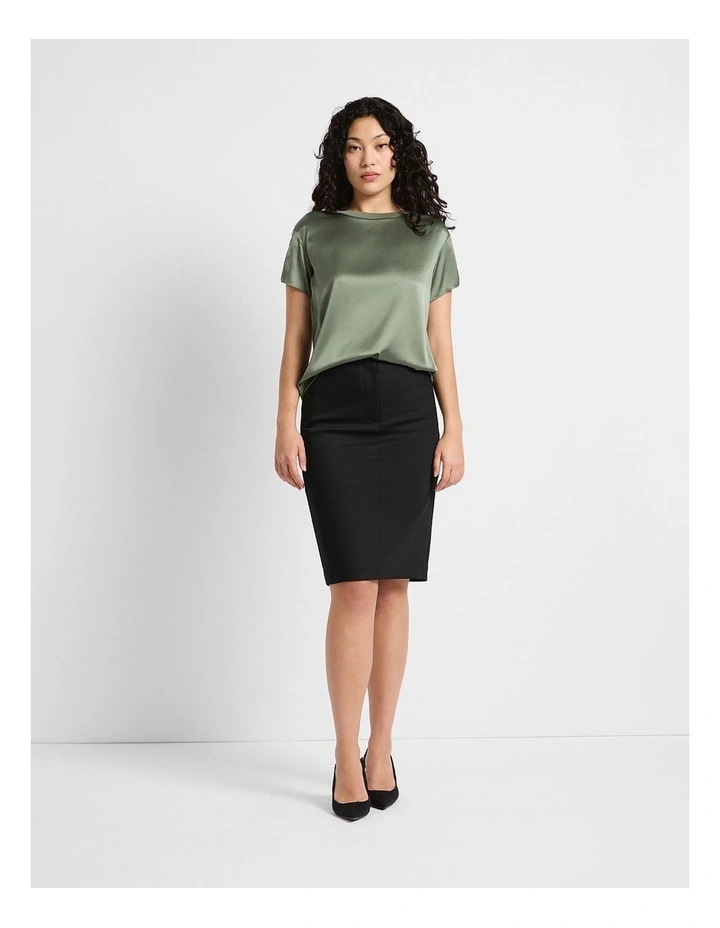 Phoebe Pencil Midi Skirt in Black image 2