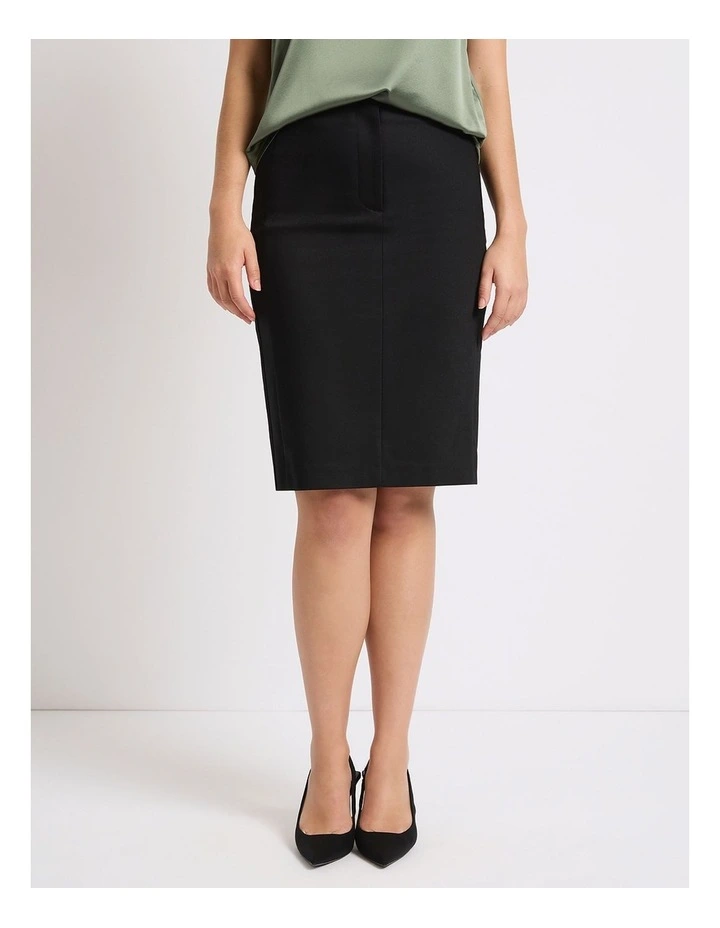 Phoebe Pencil Midi Skirt in Black image 2