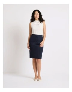 Phoebe Pencil Midi Skirt in Navy