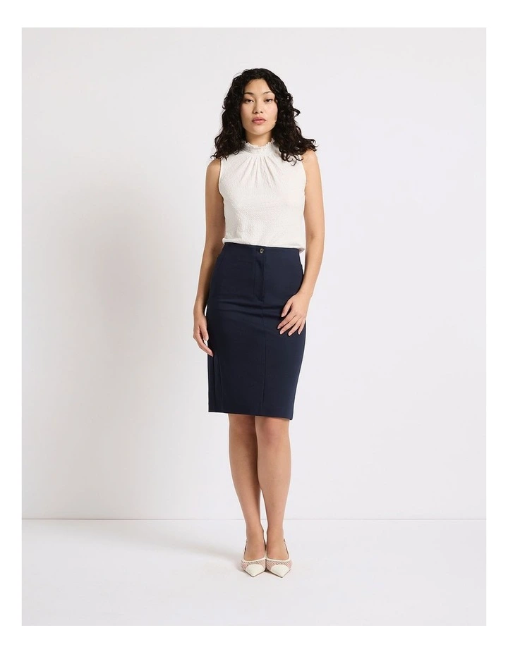 Phoebe Pencil Midi Skirt in Navy image 1
