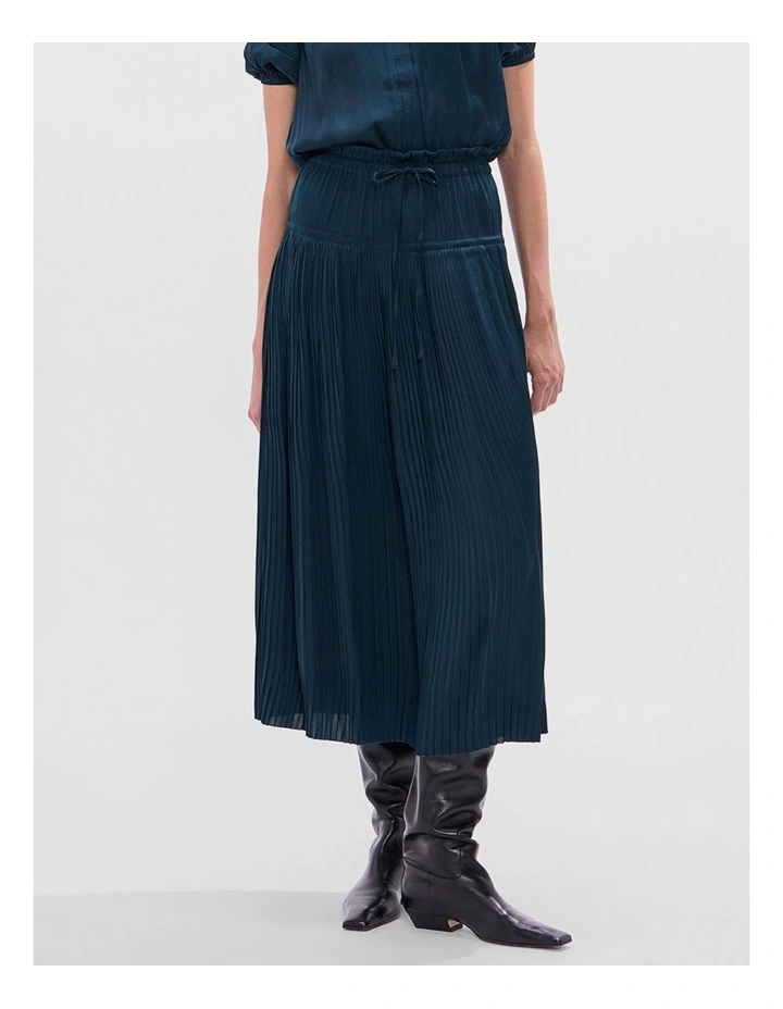 Karu Pleated Midi Skirt in Deep Forest image 1