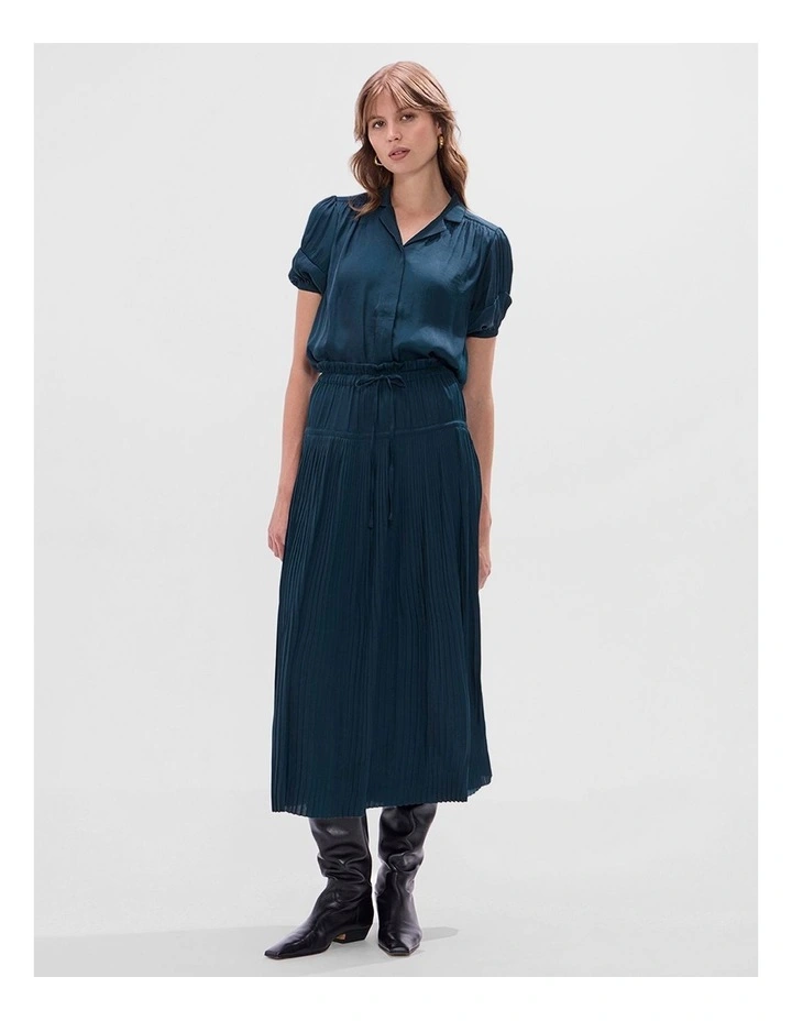 Karu Pleated Midi Skirt in Deep Forest image 2
