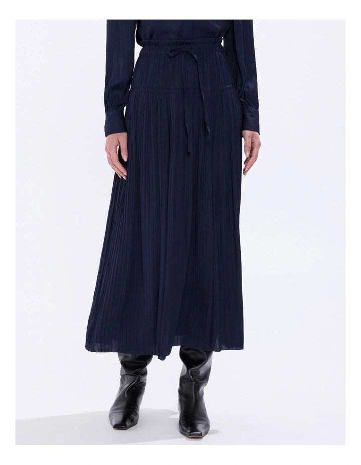 Karu Pleated Midi Skirt in Moonlit Navy image 2