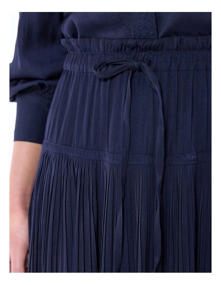 Karu Pleated Midi Skirt in Moonlit Navy image 3