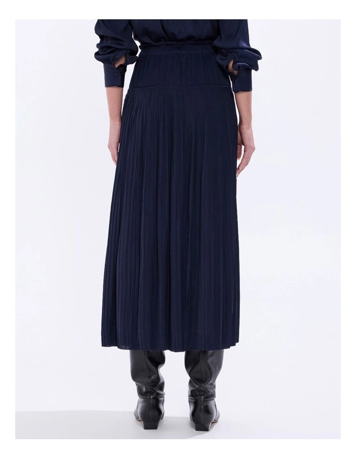 Karu Pleated Midi Skirt in Moonlit Navy image 4