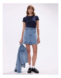 Sally Denim Mini Skirt in Light Blue