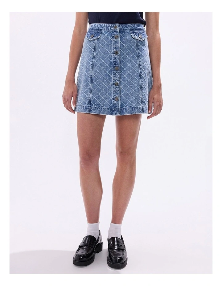 Sally Denim Mini Skirt in Light Blue image 3