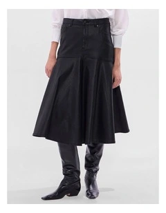 Cosmic Coated Denim Skirt in Black