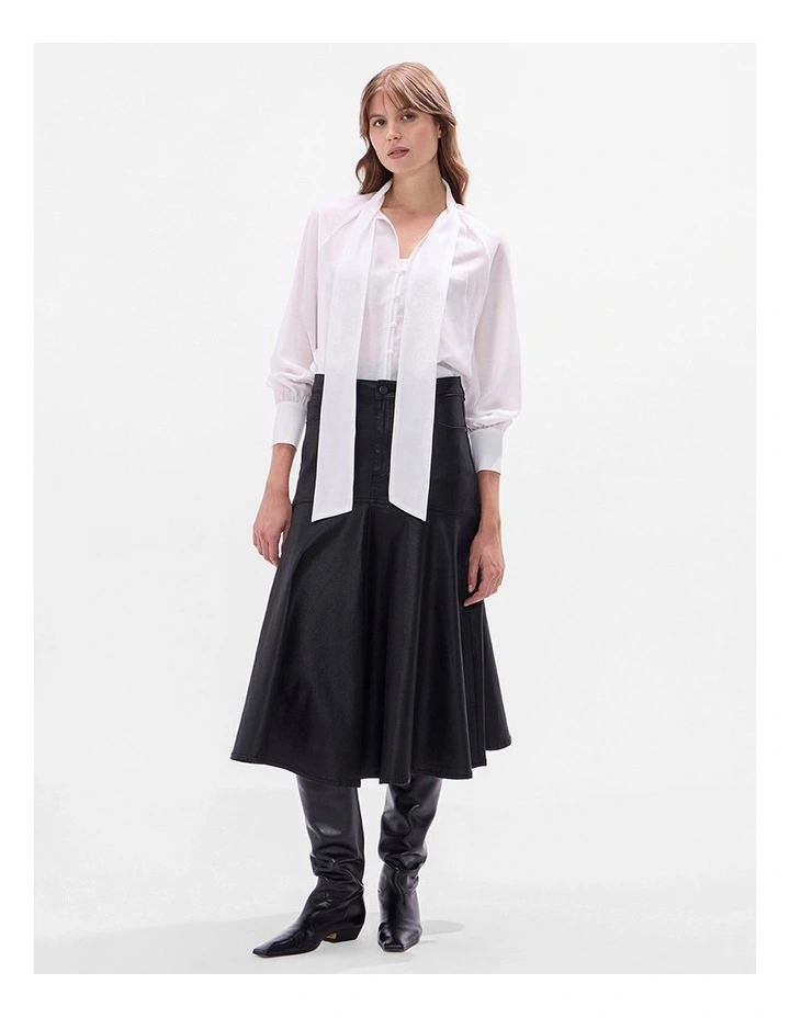 Cosmic Coated Denim Skirt in Black image 2