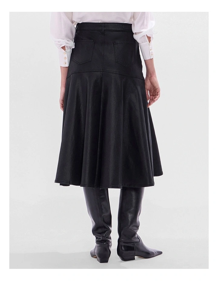 Cosmic Coated Denim Skirt in Black image 3