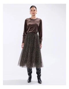 Wild About You Tulle Skirt in Brown Multi
