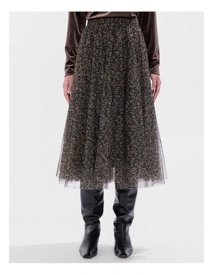 Wild About You Tulle Skirt in Brown Multi image 1