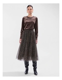 Wild About You Tulle Skirt in Brown Multi
