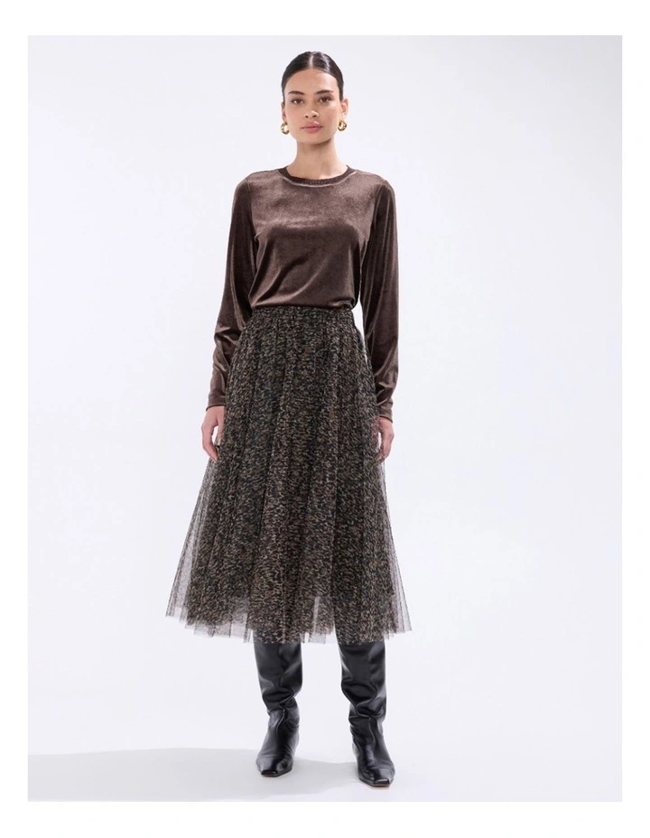 Wild About You Tulle Skirt in Brown Multi image 1