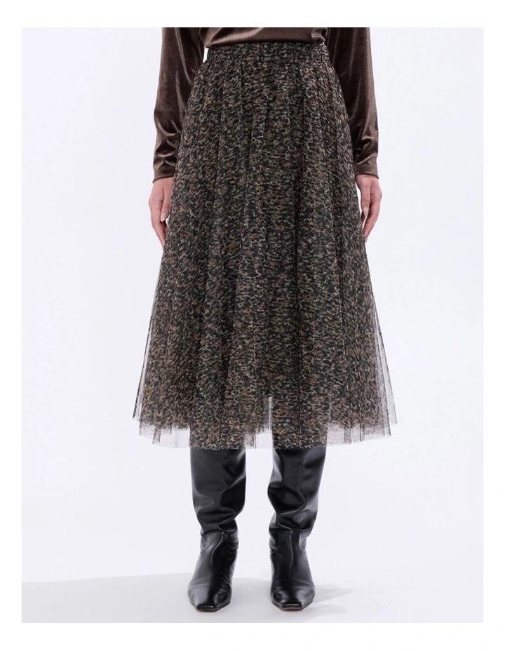 Wild About You Tulle Skirt in Brown Multi image 2