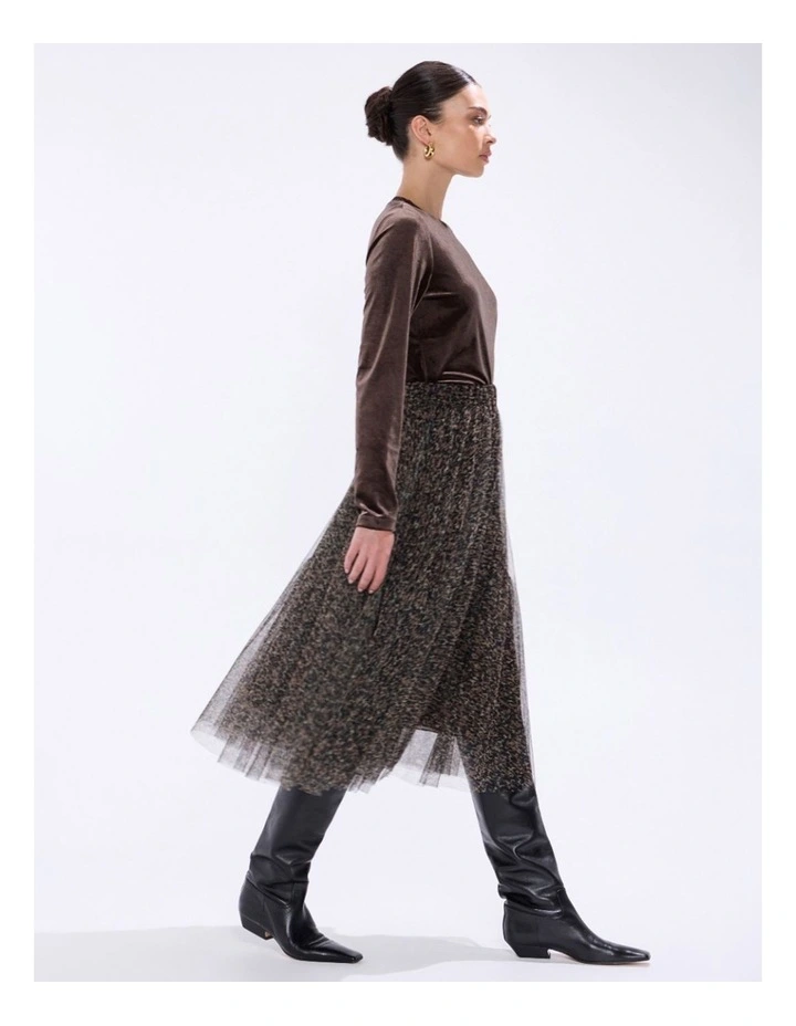Wild About You Tulle Skirt in Brown Multi image 3