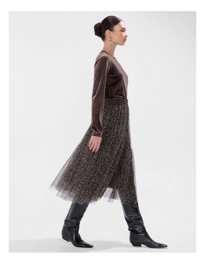 Wild About You Tulle Skirt in Brown Multi image 6